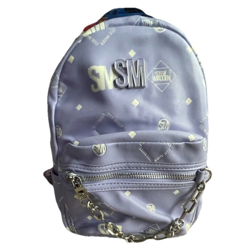 Steve Madden Lavender Logo Mini Backpack Chain Accent‎ NWT Purple Bag